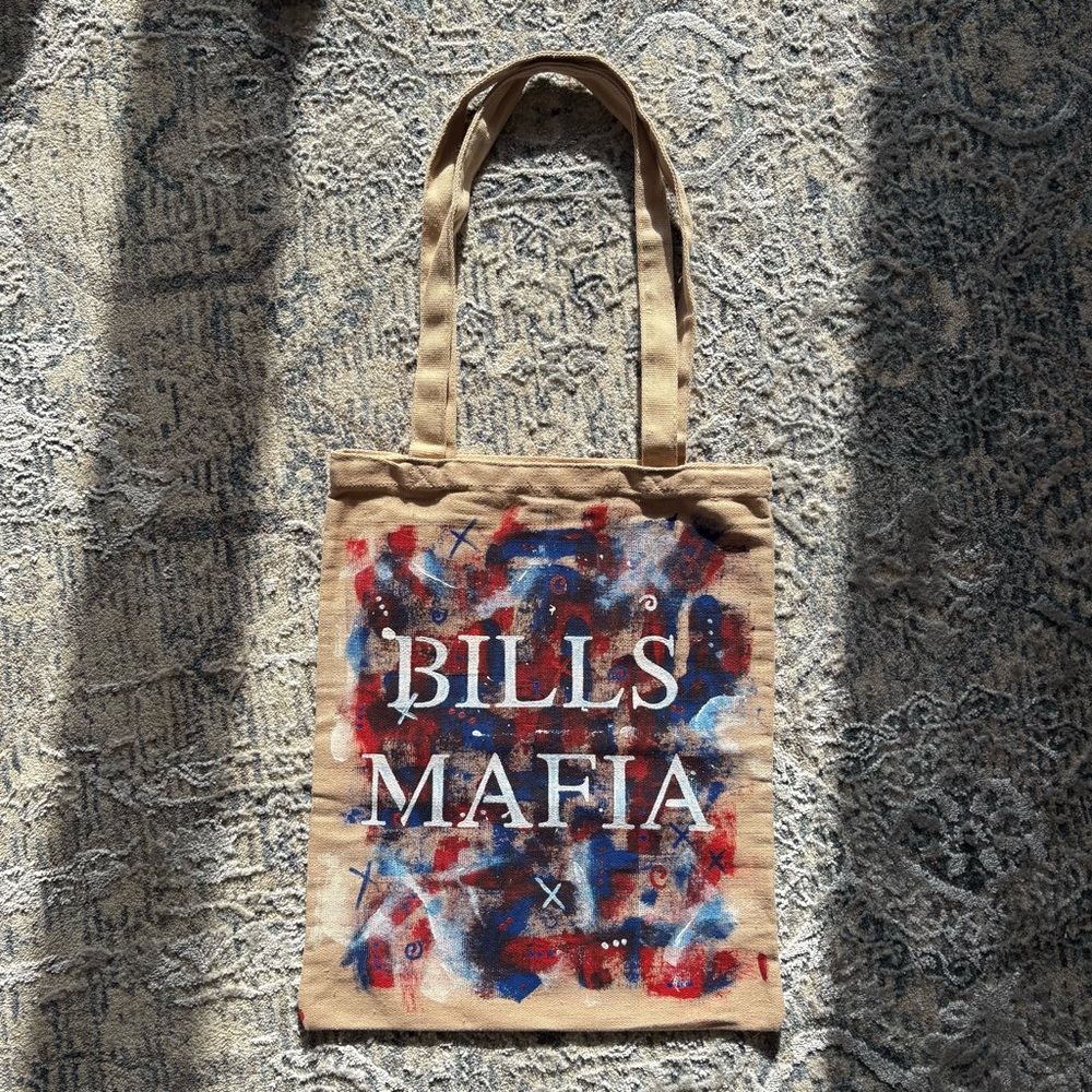 Tan Tote Bag with Bills Mafia Design